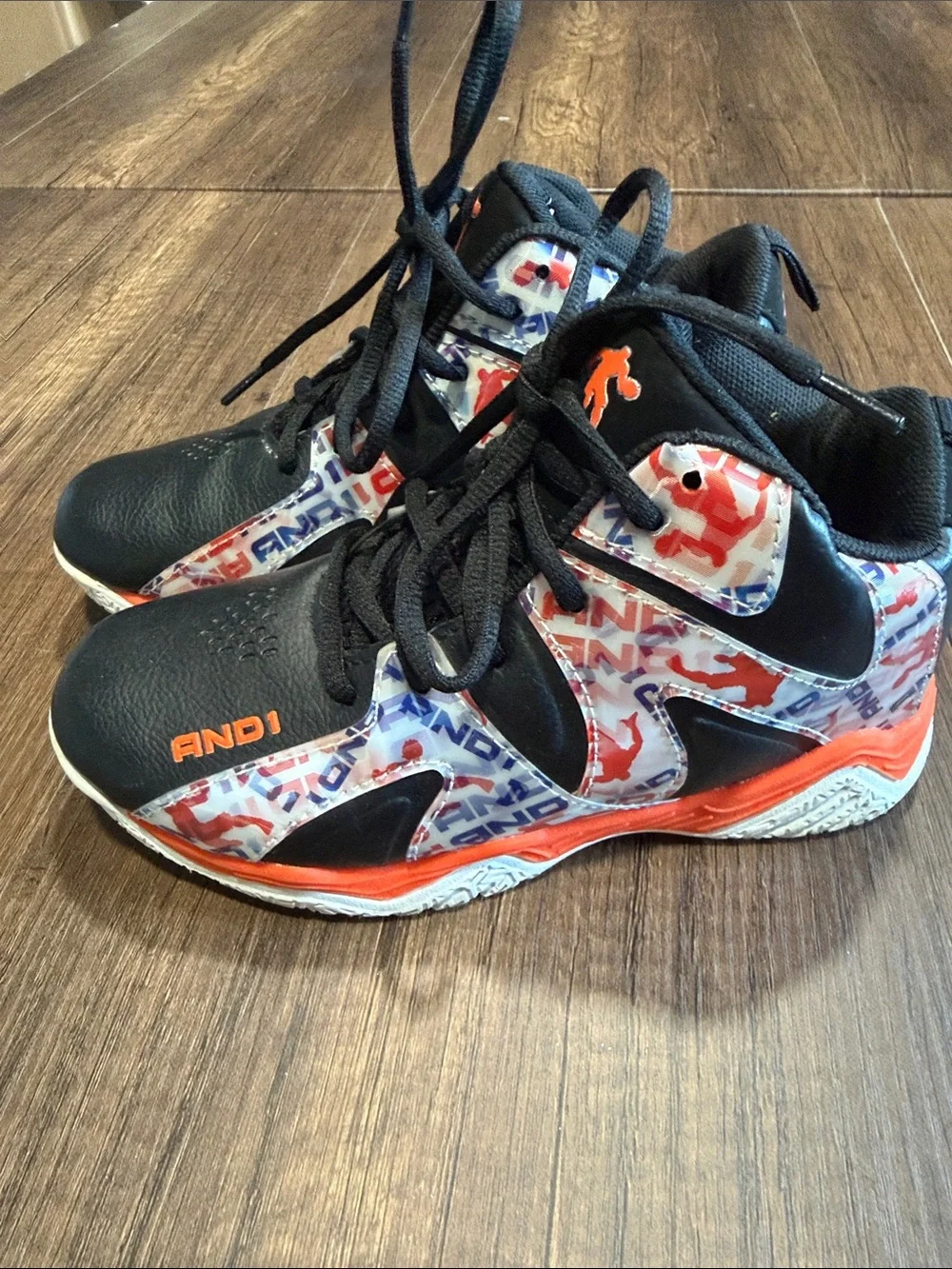 And1 Black and Orange Kids' High-Top Sneakers